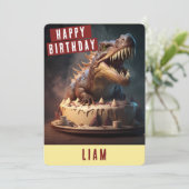 Dinosaur Birthday Card Feiertagskarte (Stehend Vorderseite)