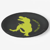 Dinosaur Birthday Chalkboard Pappteller (Schrägansicht)