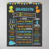 Dinosaur Birthday Chalkboard-Zeichen Poster (Vorne)