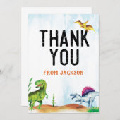 Dinosaur Birthday Danke, Card Dankeskarte (Vorne/Hinten)