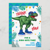 Dinosaur Birthday Danke, Card Dankeskarte (Vorne/Hinten)