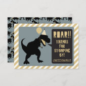 Dinosaur Birthday Danke, Card Gold Dankeskarte (Vorne/Hinten)