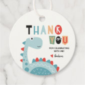 Dinosaur Birthday Danke Geschenkanhänger (Vorderseite)