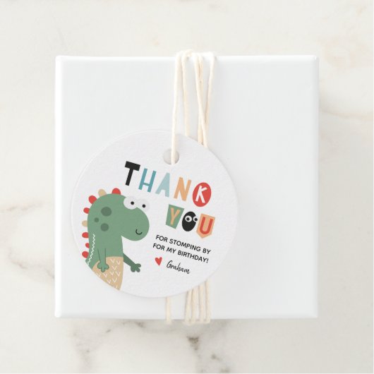 Dinosaur Birthday Danke Geschenkanhänger (Beispiel)