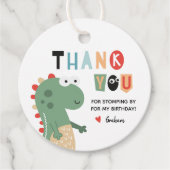 Dinosaur Birthday Danke Geschenkanhänger (Vorderseite)
