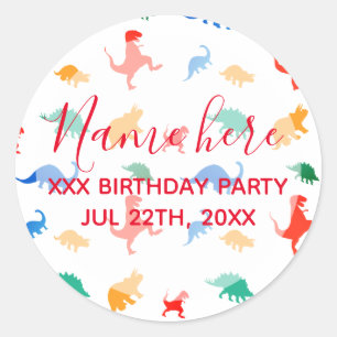 Dinosaur Birthday Danke Runder Aufkleber