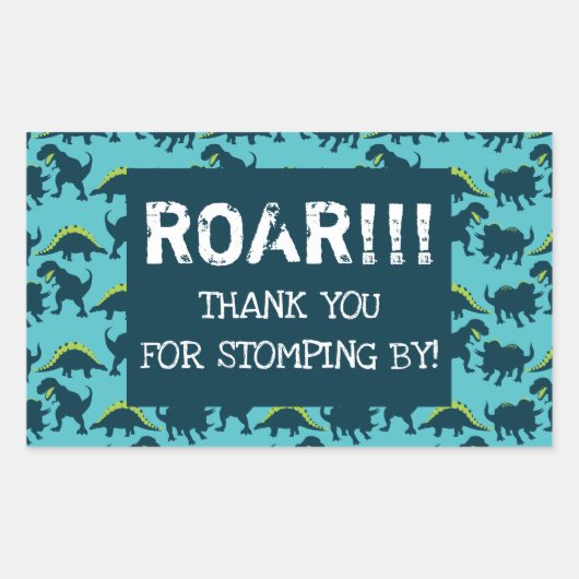 Dinosaur Birthday Danke Stickers (Vorderseite)