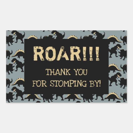 Dinosaur Birthday Danke Stickers Gold (Vorderseite)
