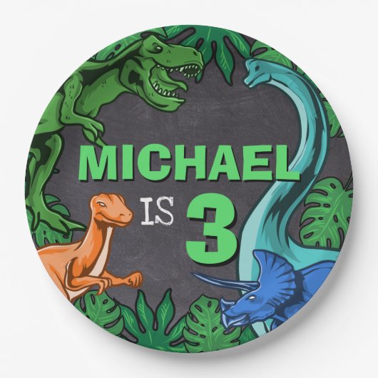 Dinosaur Birthday Dino Trex Prähistorische Kinder Pappteller (Vorderseite)