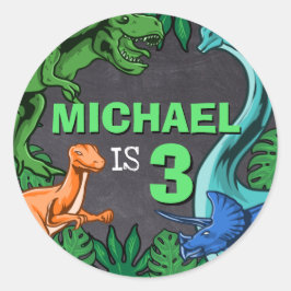 Dinosaur Birthday Dino Trex Prähistorische Kinder Runder Aufkleber
