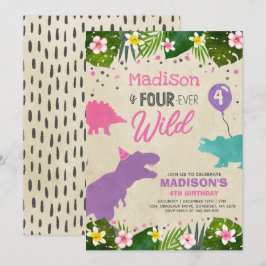 Dinosaur Birthday Einladen Vier Wild Dino Party Einladung