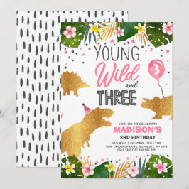 Dinosaur Birthday Einladen Wild und Drei-Dino-Part Einladung