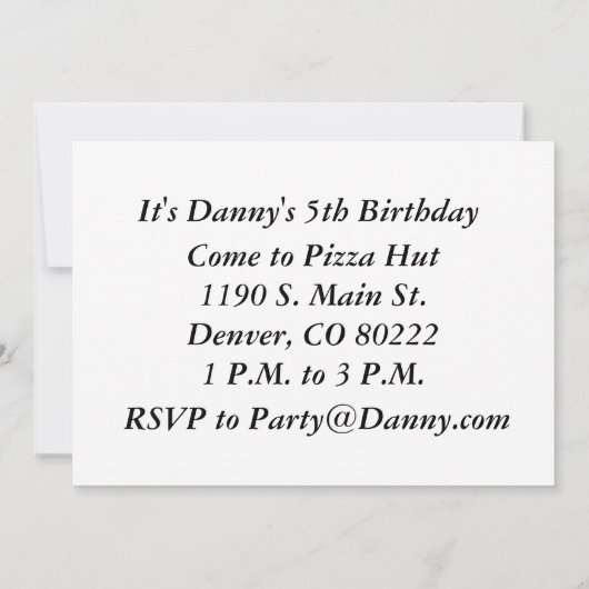 Dinosaur Birthday Einladung (Rückseite)