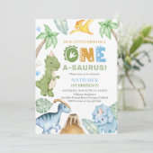 Dinosaur Birthday Einladung (Stehend Vorderseite)