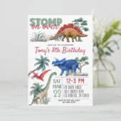 Dinosaur Birthday Einladung (Stehend Vorderseite)