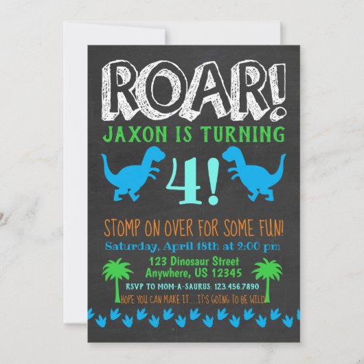 Dinosaur Birthday Einladung (Vorderseite)