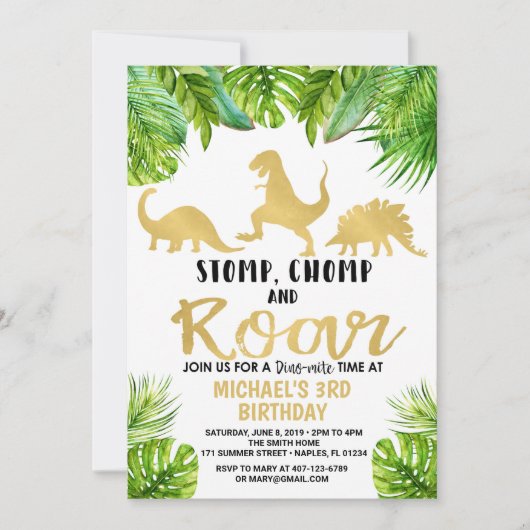 Dinosaur Birthday Einladung (Vorderseite)
