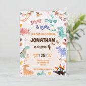 Dinosaur Birthday Einladung (Stehend Vorderseite)