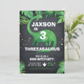 Dinosaur Birthday Einladung (Stehend Vorderseite)