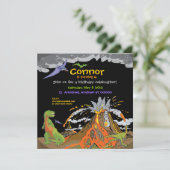 Dinosaur Birthday Einladung (Stehend Vorderseite)