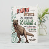 Dinosaur Birthday Einladung (Stehend Vorderseite)