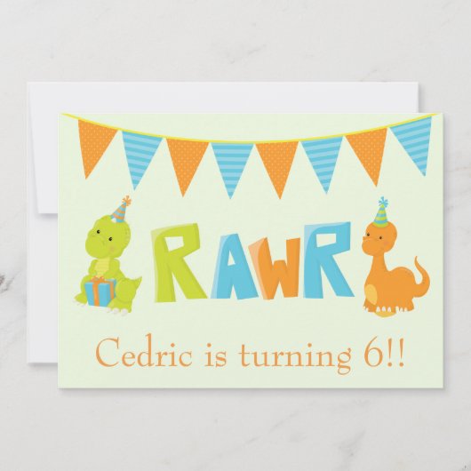 Dinosaur Birthday Einladung (Vorderseite)