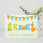 Dinosaur Birthday Einladung (Stehend Vorderseite)