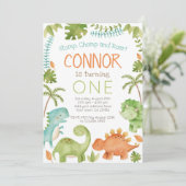 Dinosaur Birthday Einladung (Stehend Vorderseite)