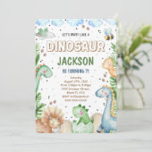 Dinosaur Birthday Einladung (Stehend Vorderseite)