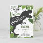 Dinosaur Birthday Einladung (Stehend Vorderseite)