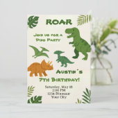 Dinosaur Birthday Einladung (Stehend Vorderseite)
