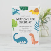 Dinosaur Birthday Einladung (Stehend Vorderseite)