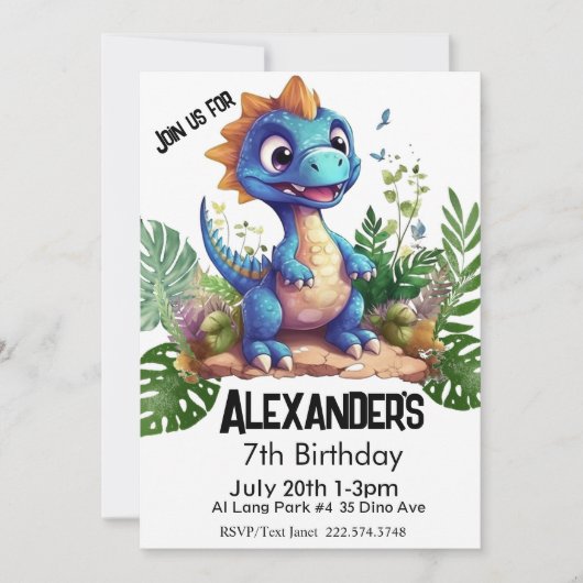 Dinosaur Birthday, Einladung (Vorderseite)