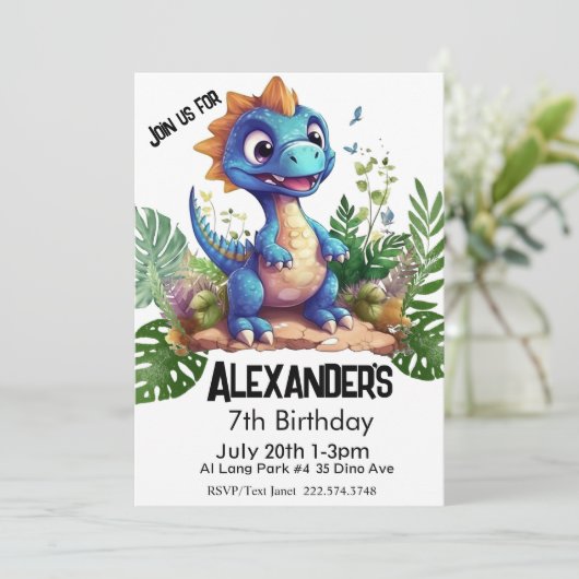 Dinosaur Birthday, Einladung (Stehend Vorderseite)