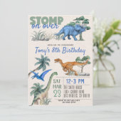 Dinosaur Birthday Einladung (Stehend Vorderseite)