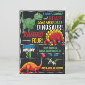 Dinosaur Birthday Einladung (Stehend Vorderseite)