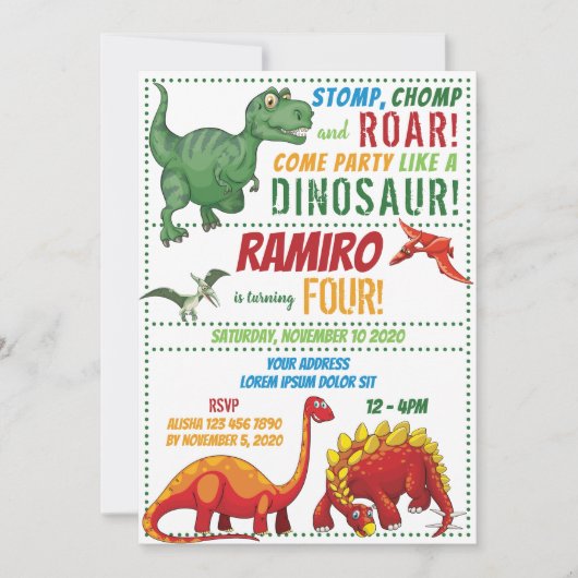 Dinosaur Birthday Einladung (Vorderseite)