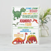 Dinosaur Birthday Einladung (Stehend Vorderseite)