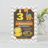 Dinosaur Birthday Einladung (Stehend Vorderseite)