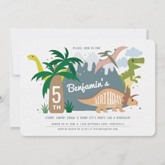 Dinosaur Birthday Einladung (Vorderseite)
