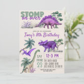 Dinosaur Birthday Einladung (Stehend Vorderseite)