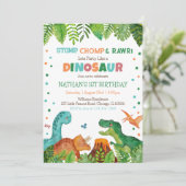Dinosaur Birthday Einladung (Stehend Vorderseite)