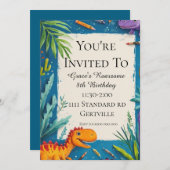 Dinosaur Birthday Einladung (Vorne/Hinten)