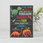 Dinosaur Birthday Einladung (Stehend Vorderseite)