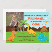 Dinosaur Birthday Einladung 1. Geburtstag Party (Vorne/Hinten)