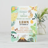 Dinosaur Birthday Einladung - Bearbeitbares Kid-Pa (Stehend Vorderseite)