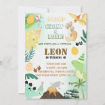 Dinosaur Birthday Einladung - Bearbeitbares Kid-Pa