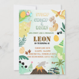 Dinosaur Birthday Einladung - Bearbeitbares Kid-Pa