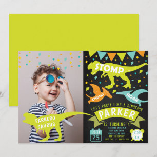 Dinosaur Birthday Einladung Chalkboard Foto