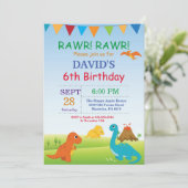 Dinosaur Birthday Einladung Dino Party (Stehend Vorderseite)